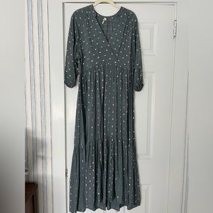 Anthropologie Dress - Blue with Gold Polka Dot